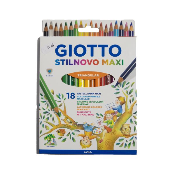 giotto stilnovo maxi-triangular 18 pezzi pastelli mina maxi